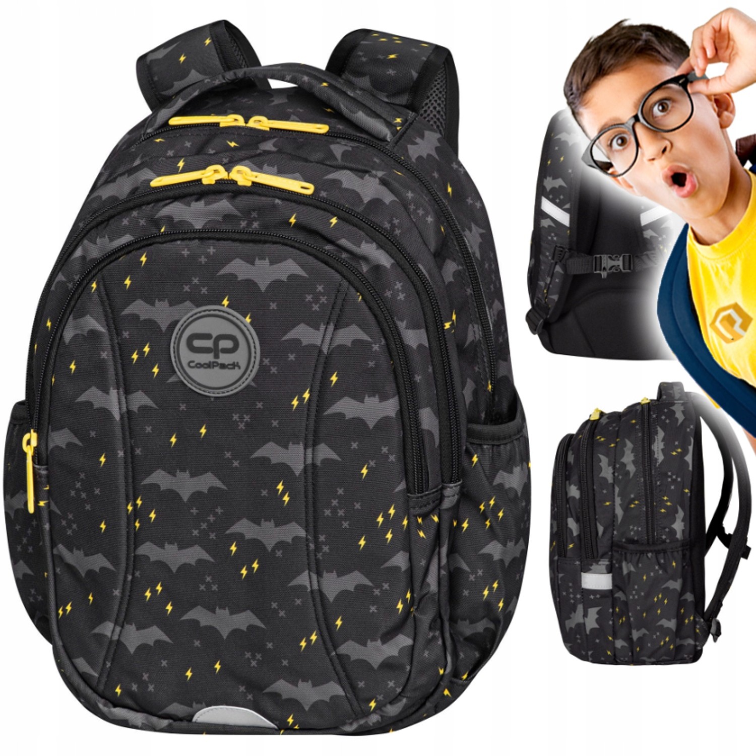 Viackomorový školský batoh CoolPack, čierny, 21 rokov